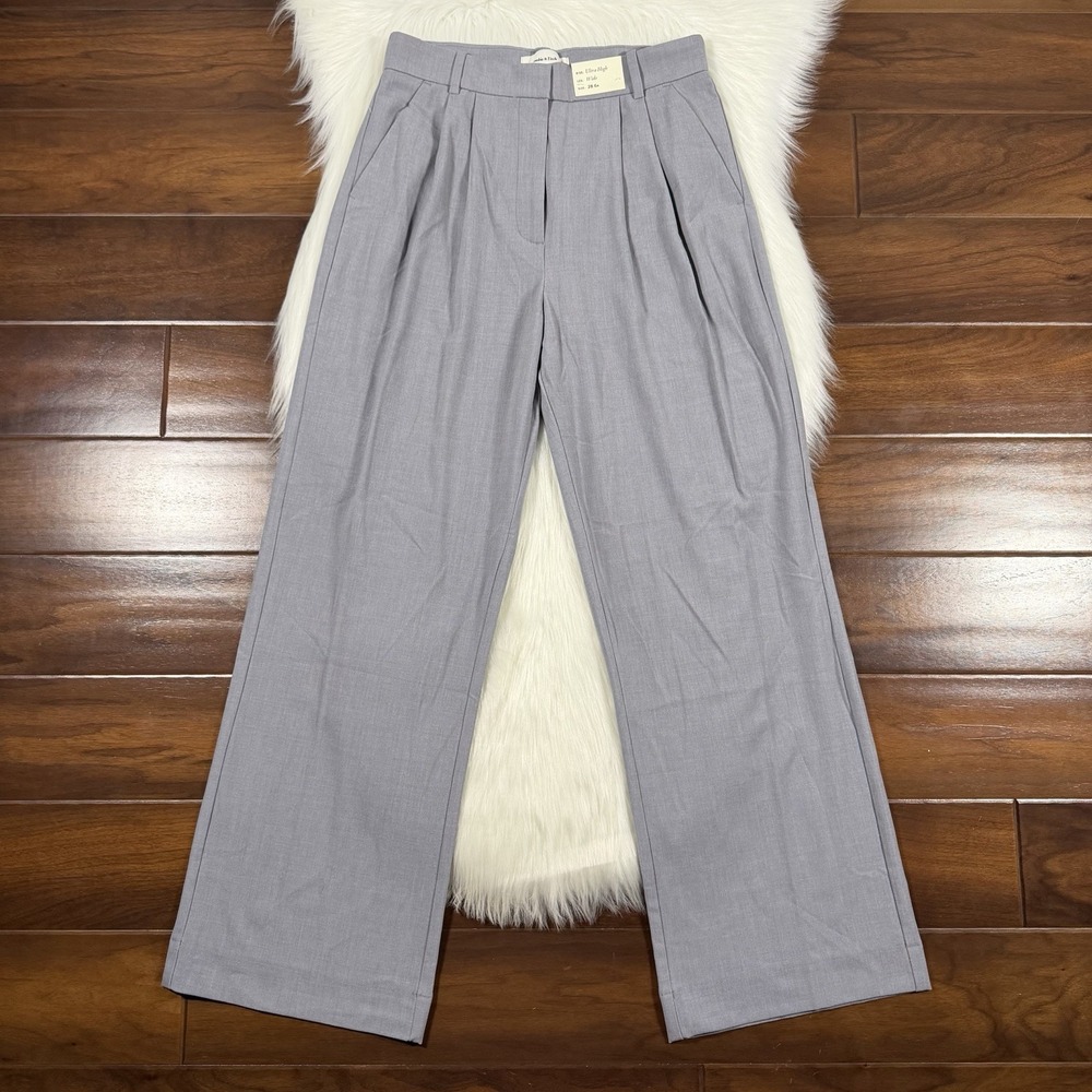 Abercrombie & Fitch Size 6 / 28 R Gray Sloane High Tailored Wide Leg Pants